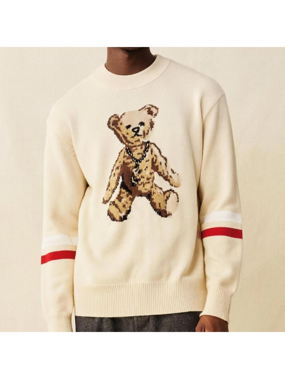 JOYRICH Teddy Bear Preppy Heavyweight Knit Beige Sweater Men's Large